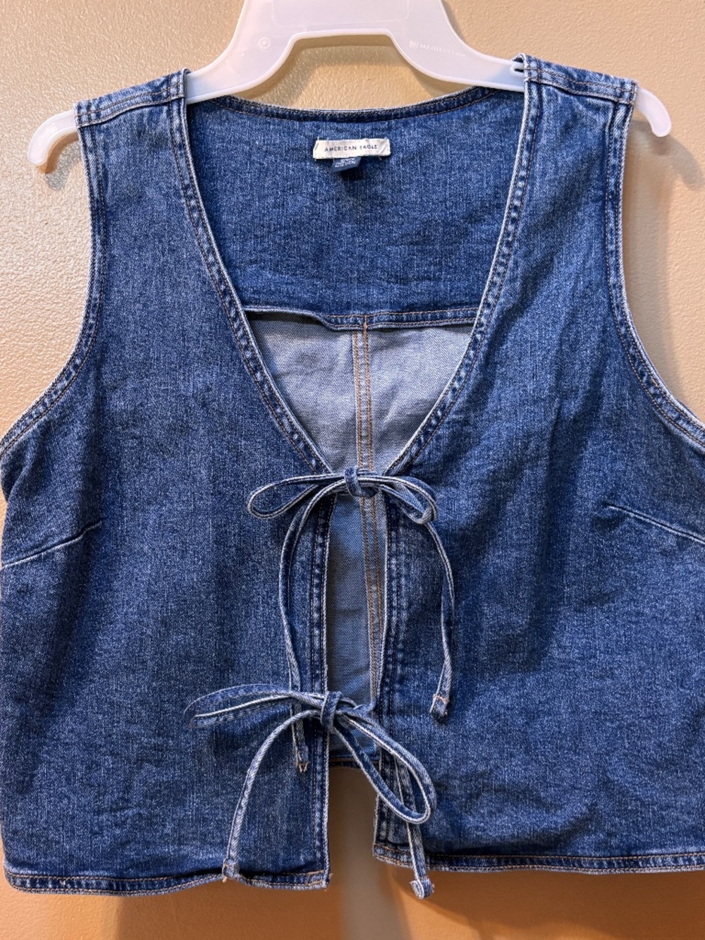 American Eagle Sleeveless Denim Bows Western Y2K Vest Size M